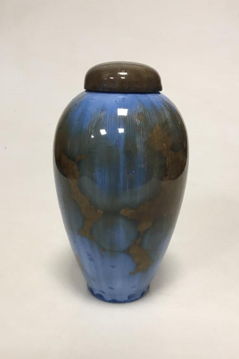 20th Century Royal Copenhagen Crystal Glaze Vase with Lid by C. Frederik Ludvigsen No 745 For Sale
