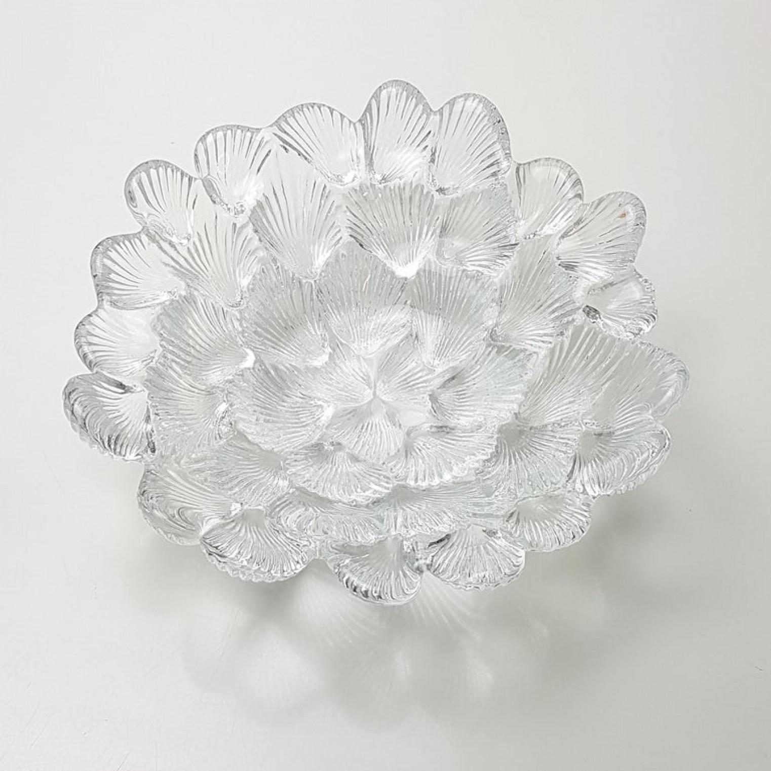 Austrian Royal Copenhagen Crystal Musling Shell Glass Bowl by Per Lutkin, Denmark For Sale