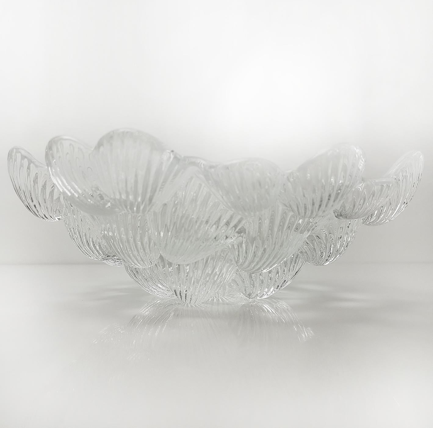 Royal Copenhagen Crystal Musling Shell Glass Bowl by Per Lutkin, Danemark Bon état - En vente à Rijssen, NL