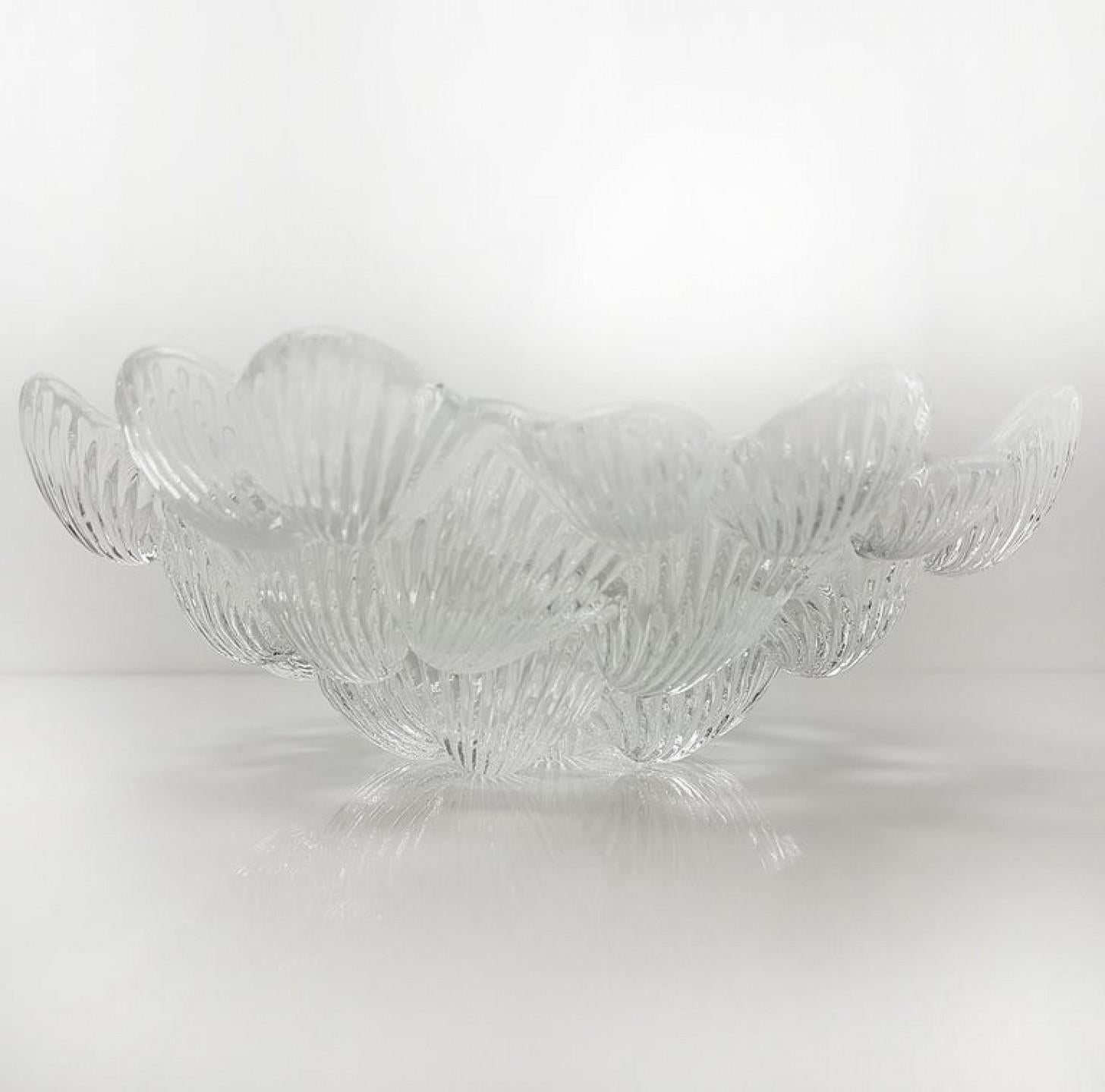 Royal Copenhagen Crystal Musling Shell Glass Bowl by Per Lutkin, Denmark In Good Condition For Sale In Rijssen, NL