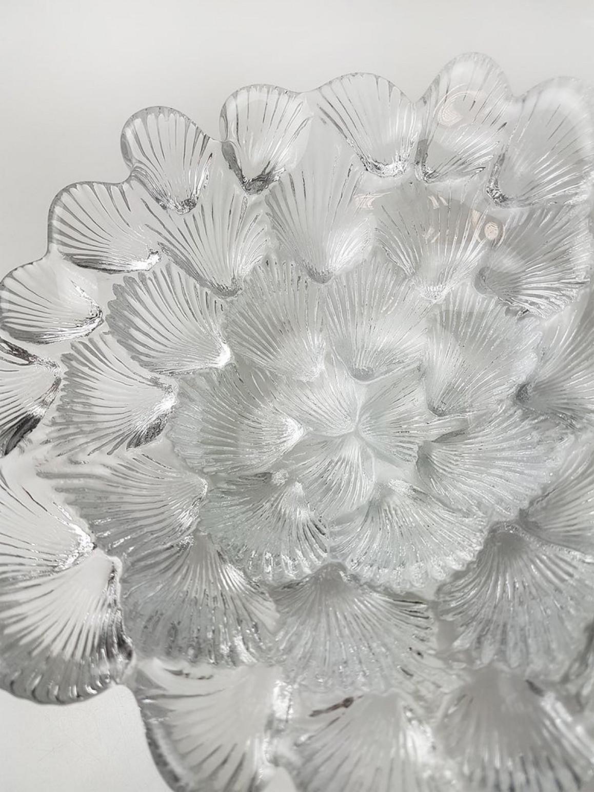 Late 20th Century Royal Copenhagen Crystal Musling Shell Glass Bowl by Per Lutkin, Denmark For Sale