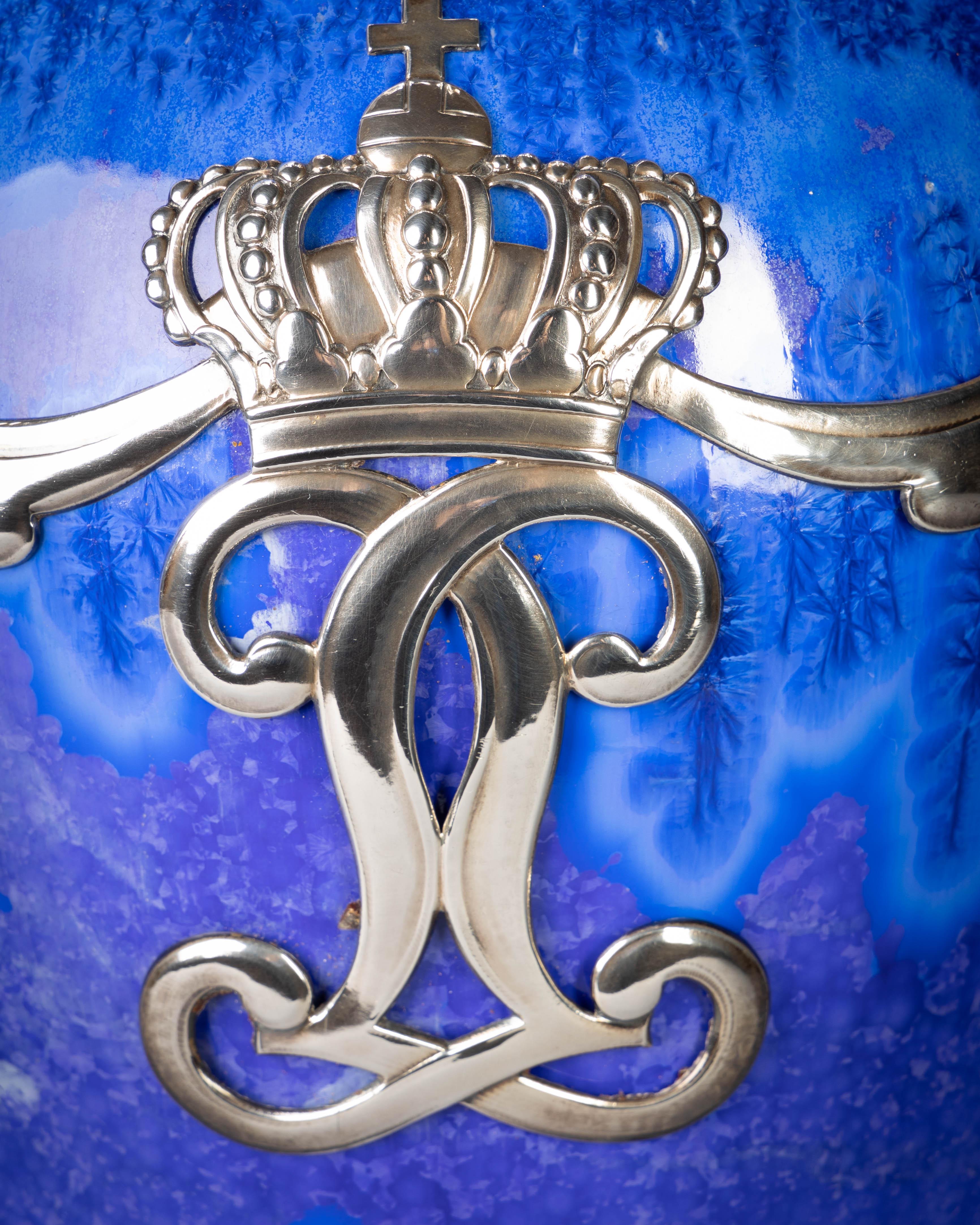 Silver Royal Copenhagen Crystalline Vase, 1915 For Sale
