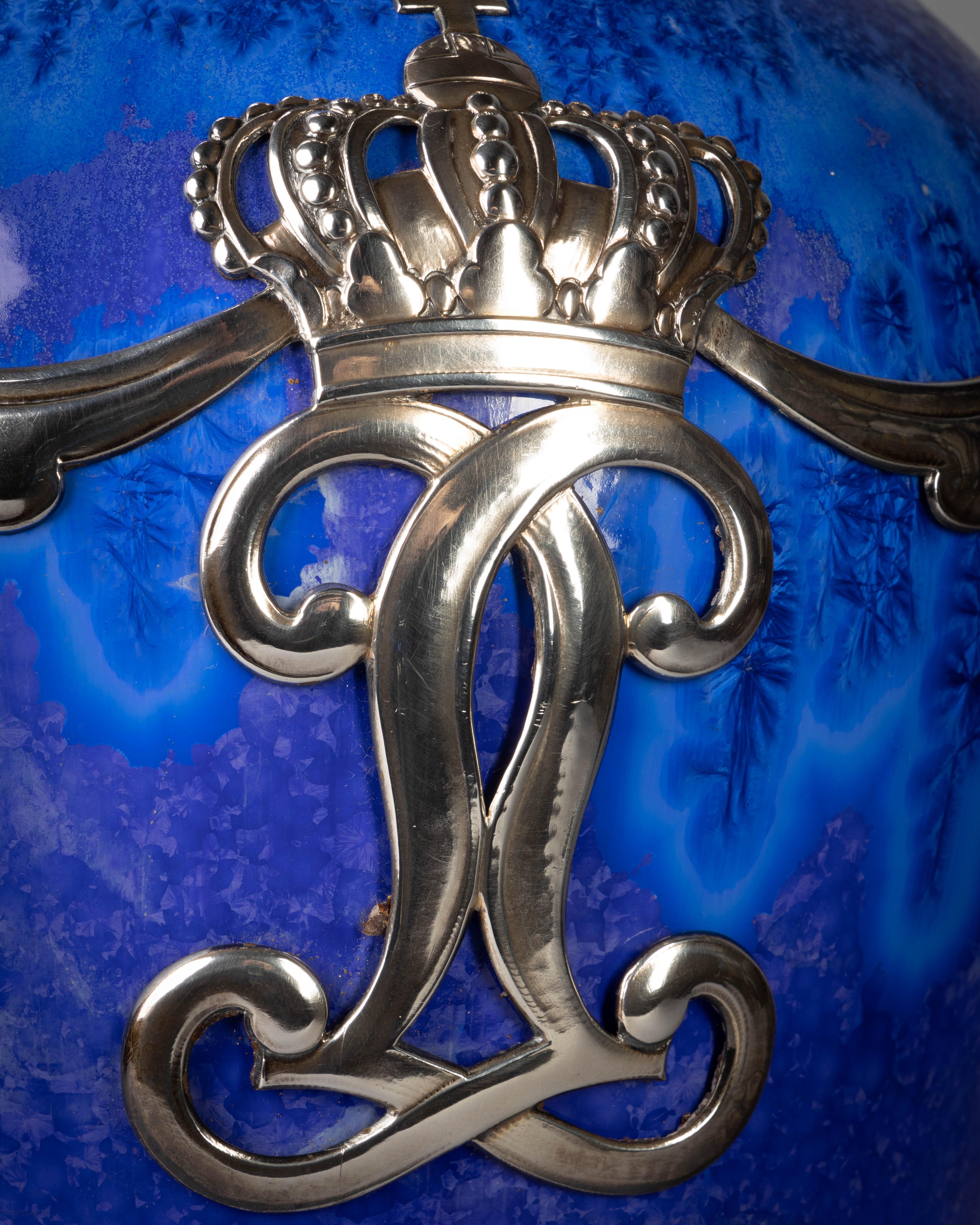 Vaso di presentazione cristallino Royal Copenhagen con montatura in argento, datato 1915 in vendita 1