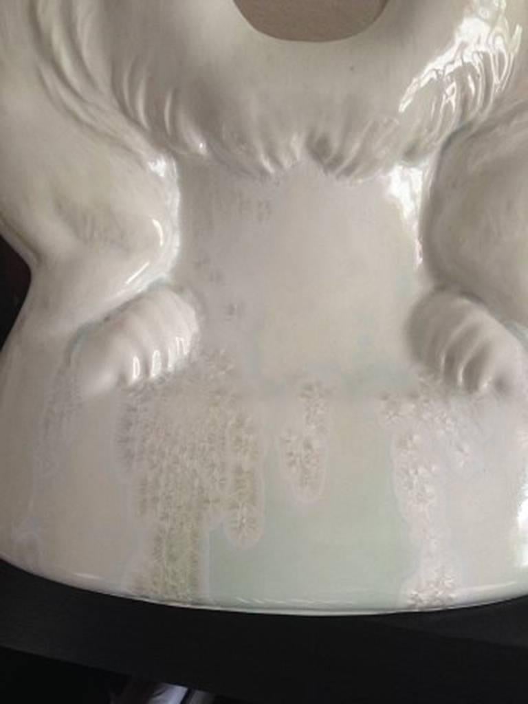 Art Nouveau Royal Copenhagen Crystalline Vase with Two Polar Bears by Valdemar Engelhardt For Sale