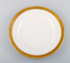 Royal Copenhagen Dagmar, White, 12 Porcelain Dinner Plates with Gold Edge