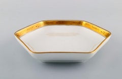 Royal Copenhagen Dagmar, White, Angular Porcelain Dish with Gold Edge