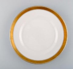 Royal Copenhagen Dagmar, White, Five Porcelain Dinner Plates with Gold Edge