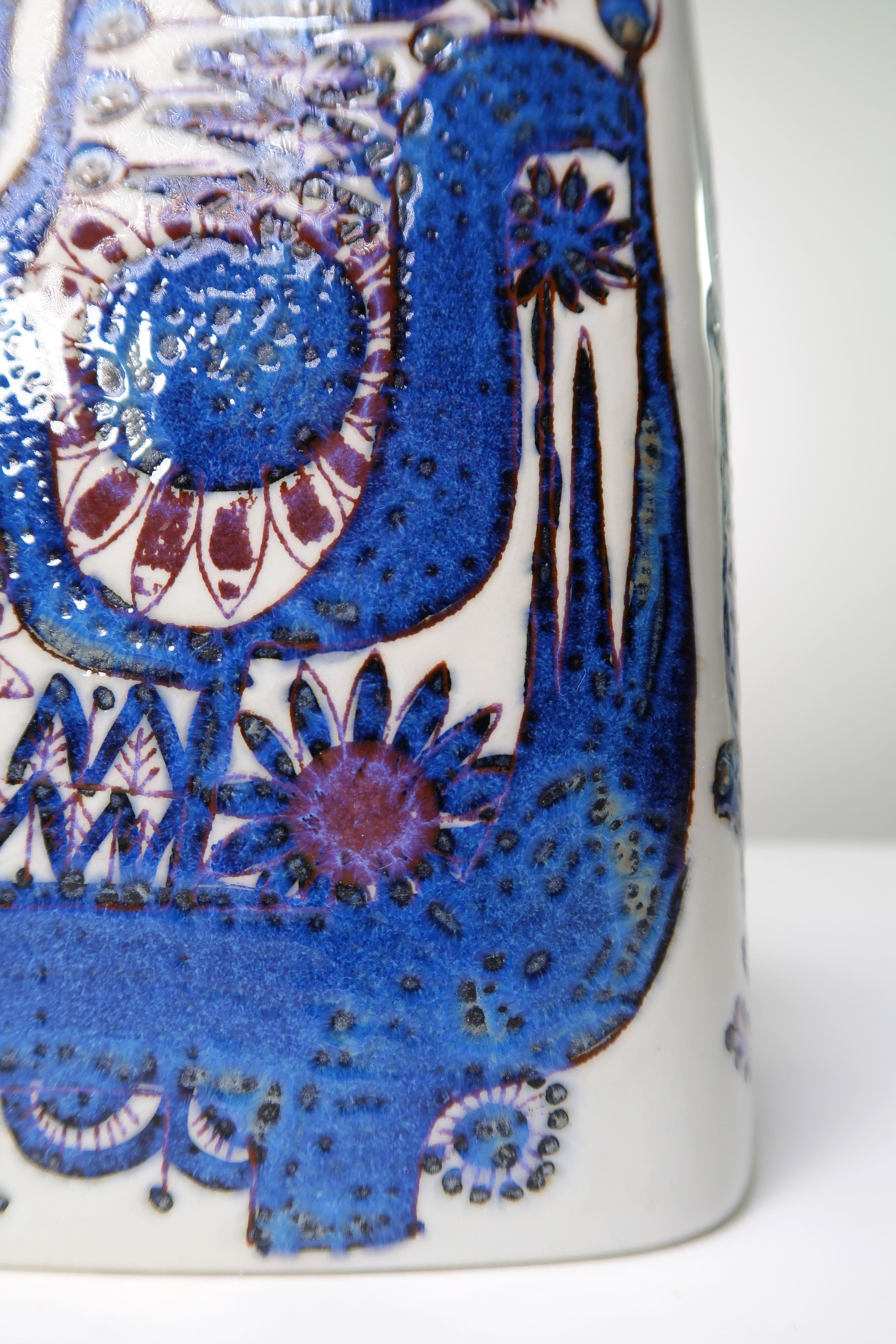 Glazed Royal Copenhagen Danish Modern Blue Lilac Tenera Vase by Berte Jessen, 1960s