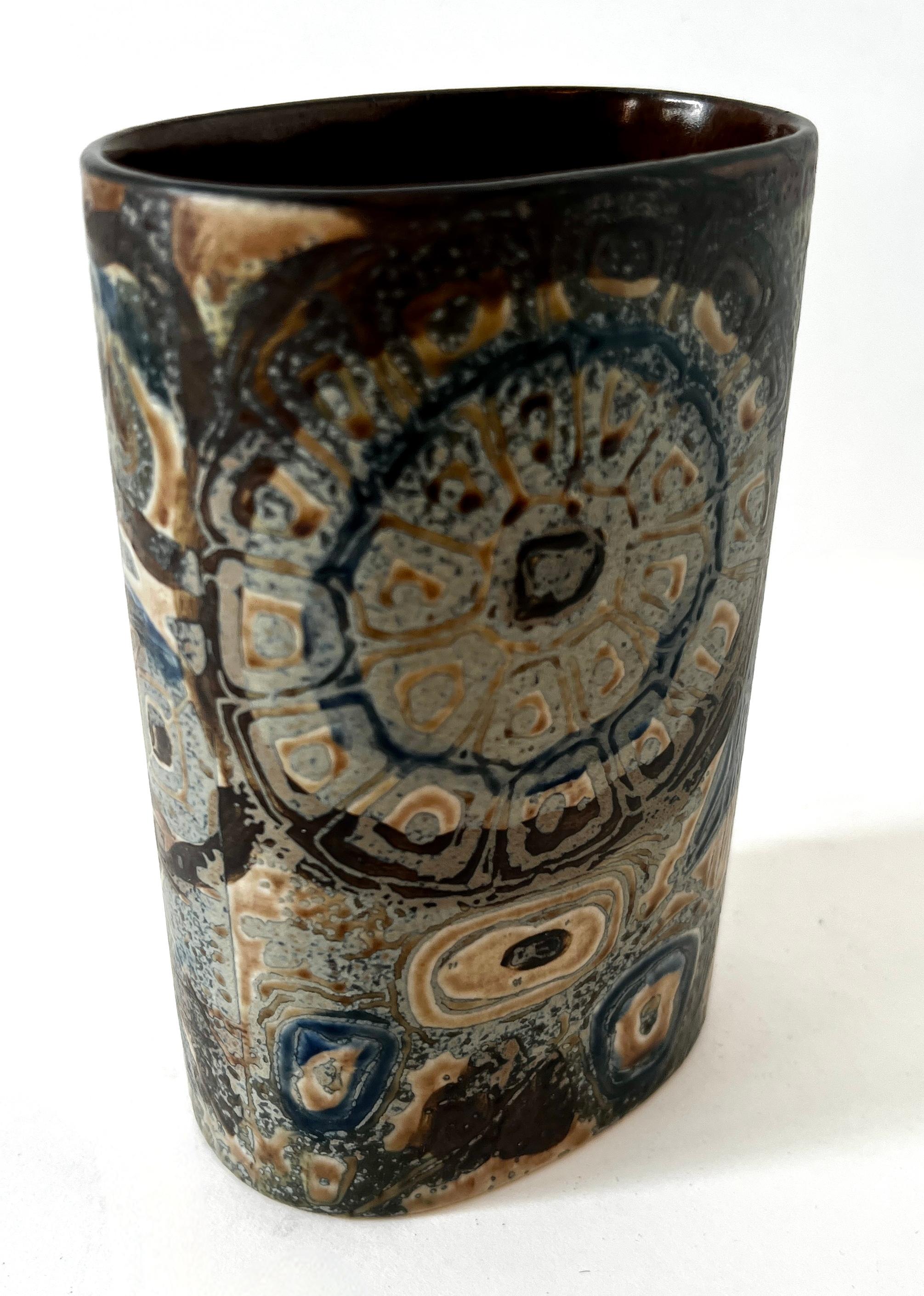Hand-Crafted Royal Copenhagen Danish Pottery Vase For Sale