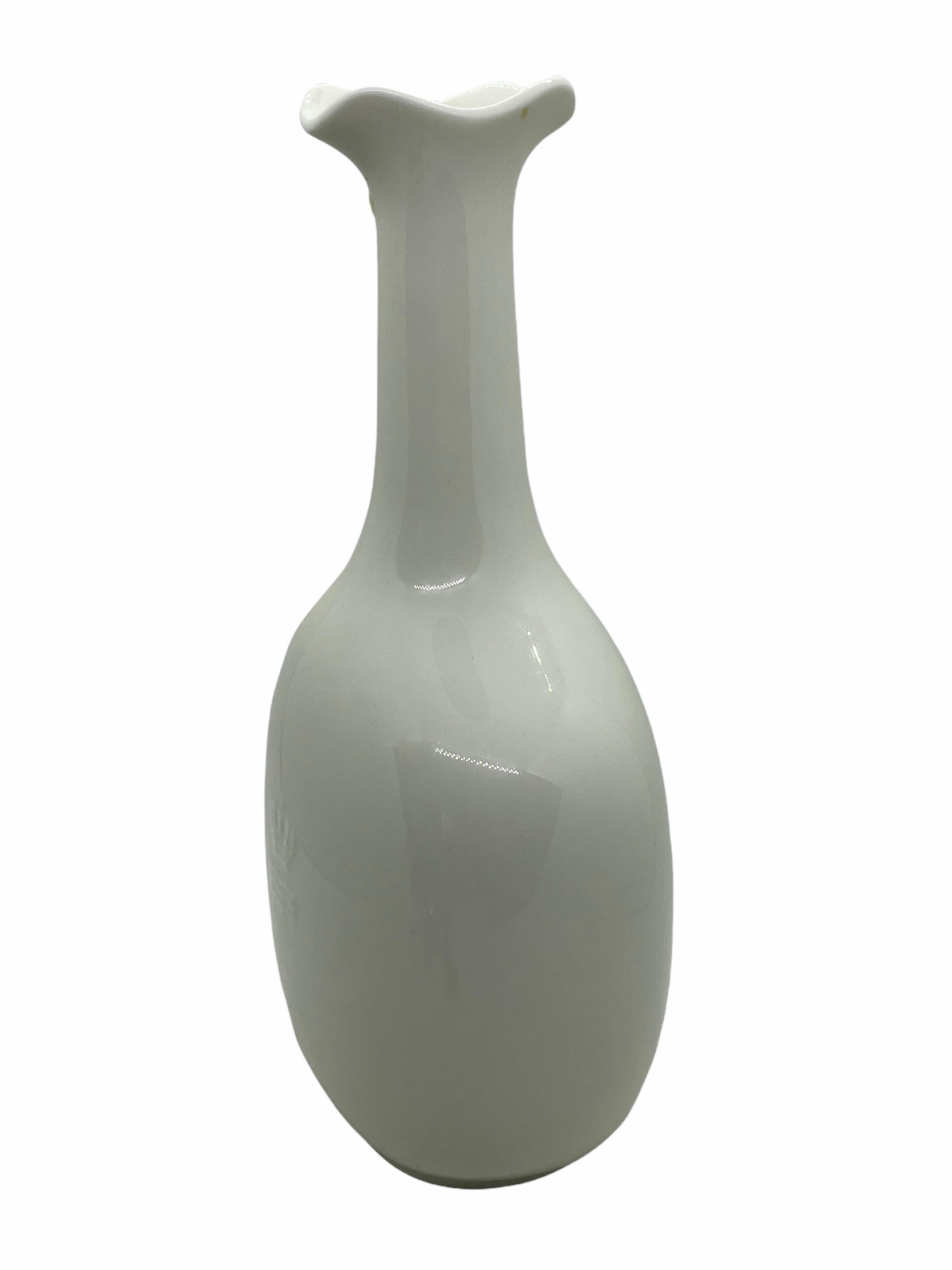 Glazed Royal Copenhagen Danish white China Vase, 1950s