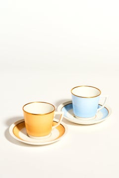 Royal Copenhagen Demitasse Set of Two, Pale Honey and Ice Blue