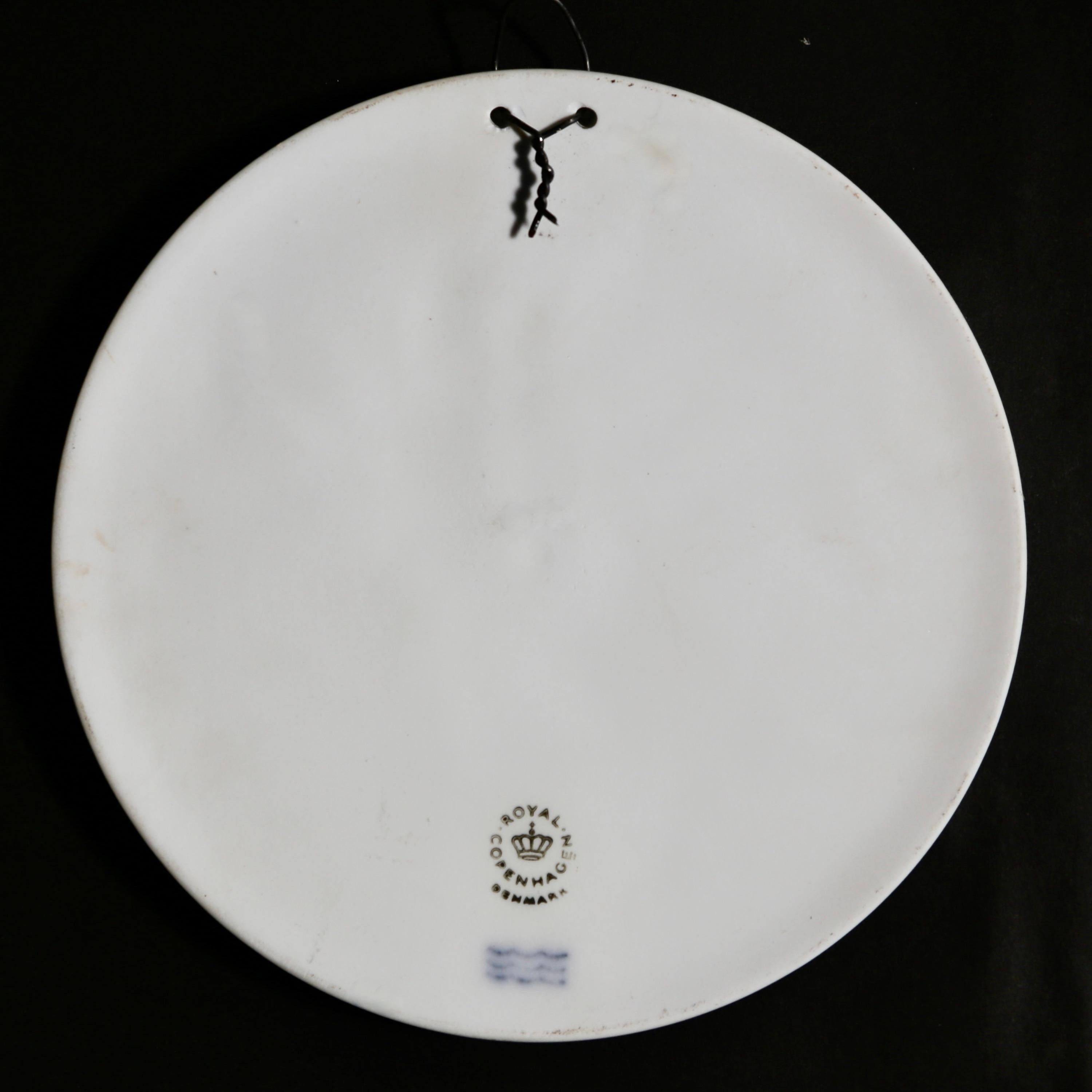 Neoclassical Royal Copenhagen Denmark Bisque Angel Night & Day 2 Round Wall Plaques c. 1970