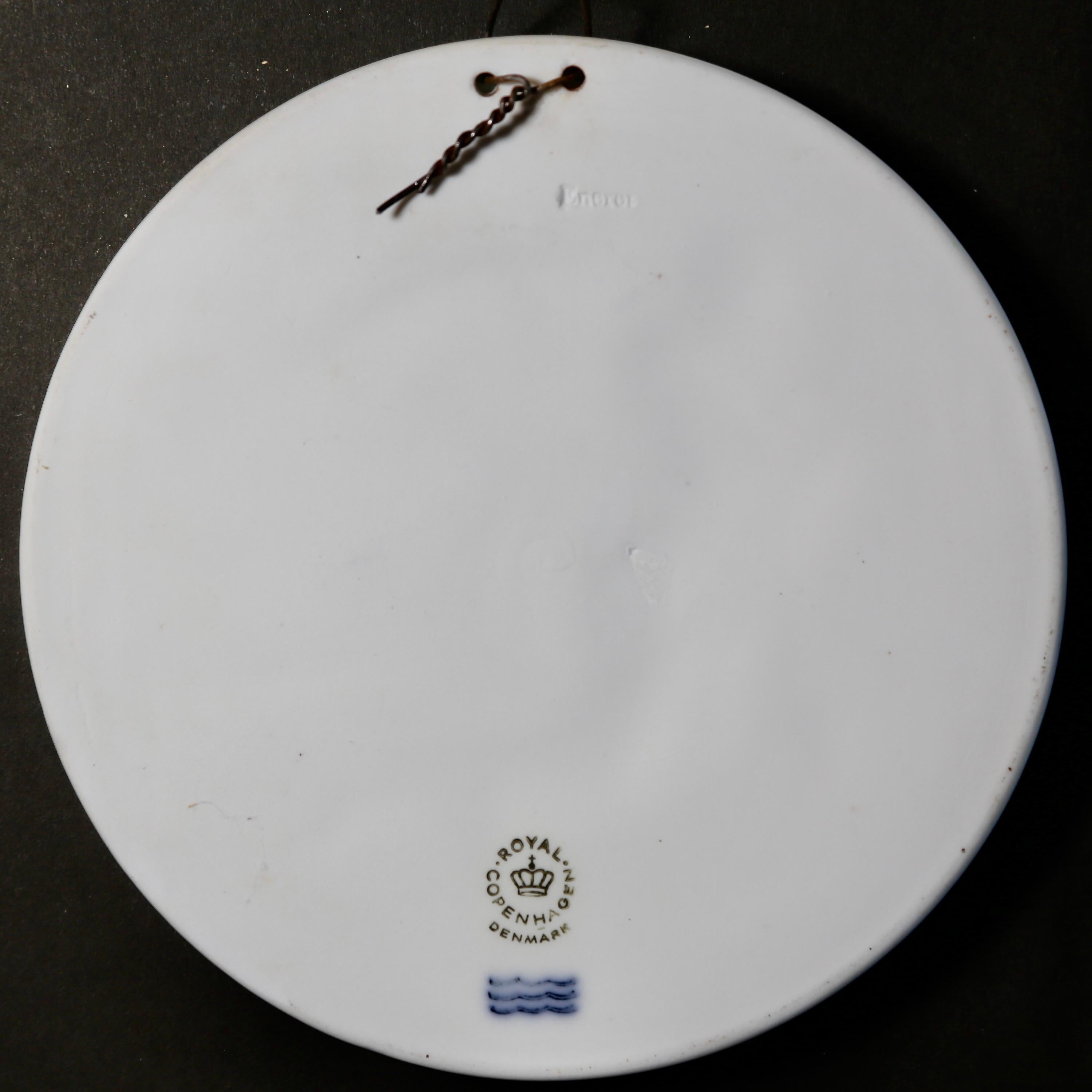 Danish Royal Copenhagen Denmark Bisque Angel Night & Day 2 Round Wall Plaques c. 1970