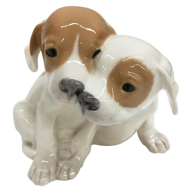 Royal Copenhagen Denmark, Porcelain Pointer Puppies Dog Figurine, 1889-1922 For Sale