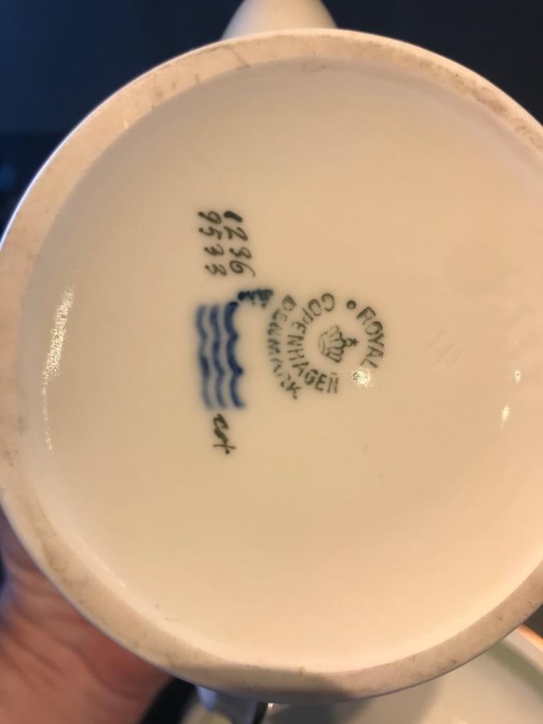 Porcelain Royal Copenhagen 'DK' I “Broager” '1236', Coffee Set 12 Pers For Sale