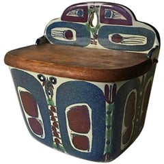 Royal Copenhagen Earthenware Salt Jar with Wooden Lid No. 180/261 Wall Display