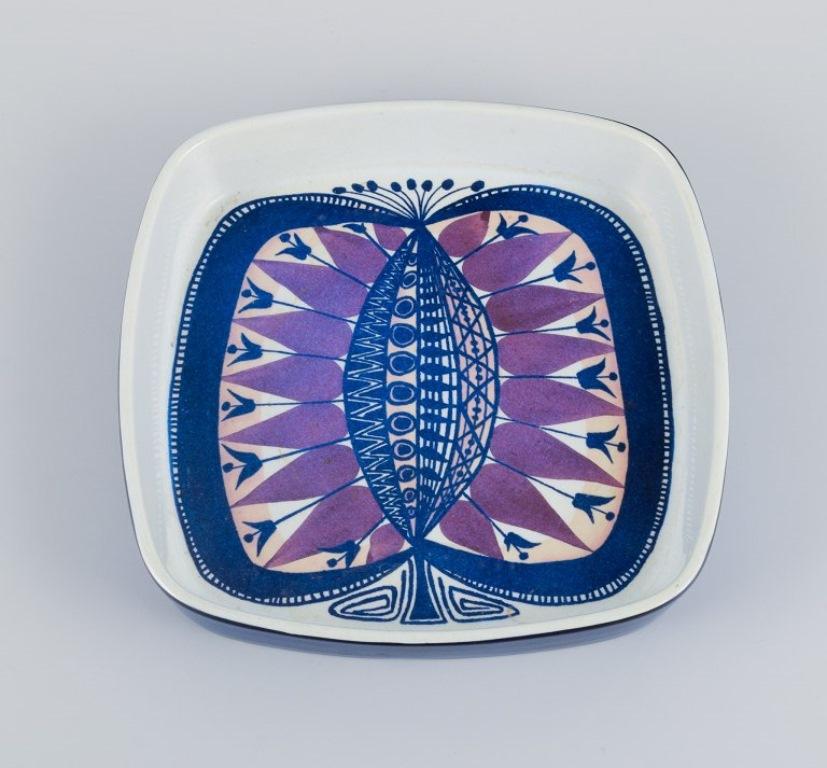 Scandinavian Modern Royal Copenhagen, faience bowl with motif of peacock in modernist style. 1970s.  For Sale