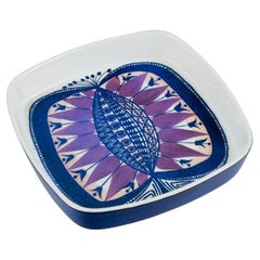 Royal Copenhagen, faience bowl with motif of peacock in modernist style. 1970s. 