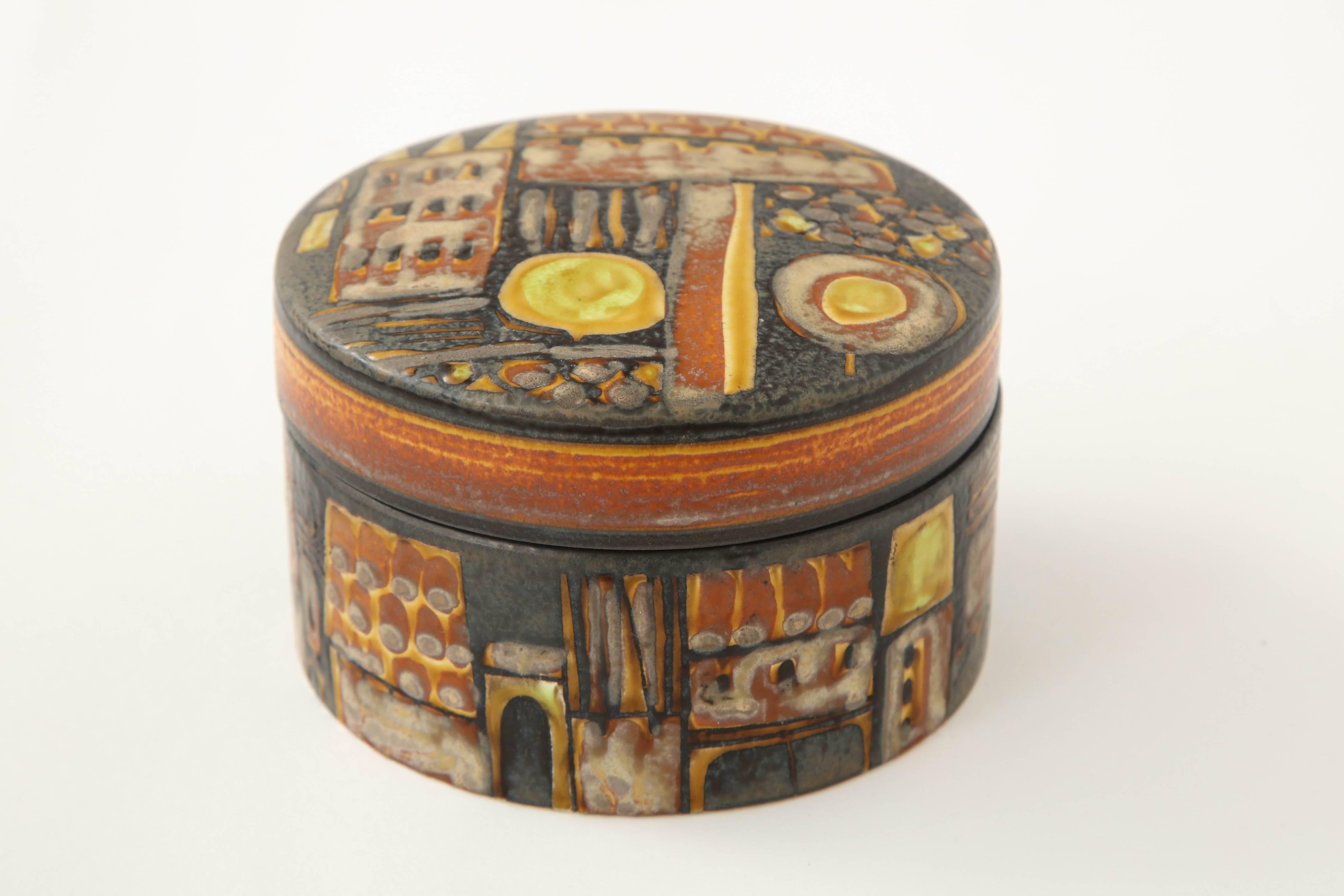 Late 20th Century Royal Copenhagen Faience Ceramic Box by Johanne Gerber