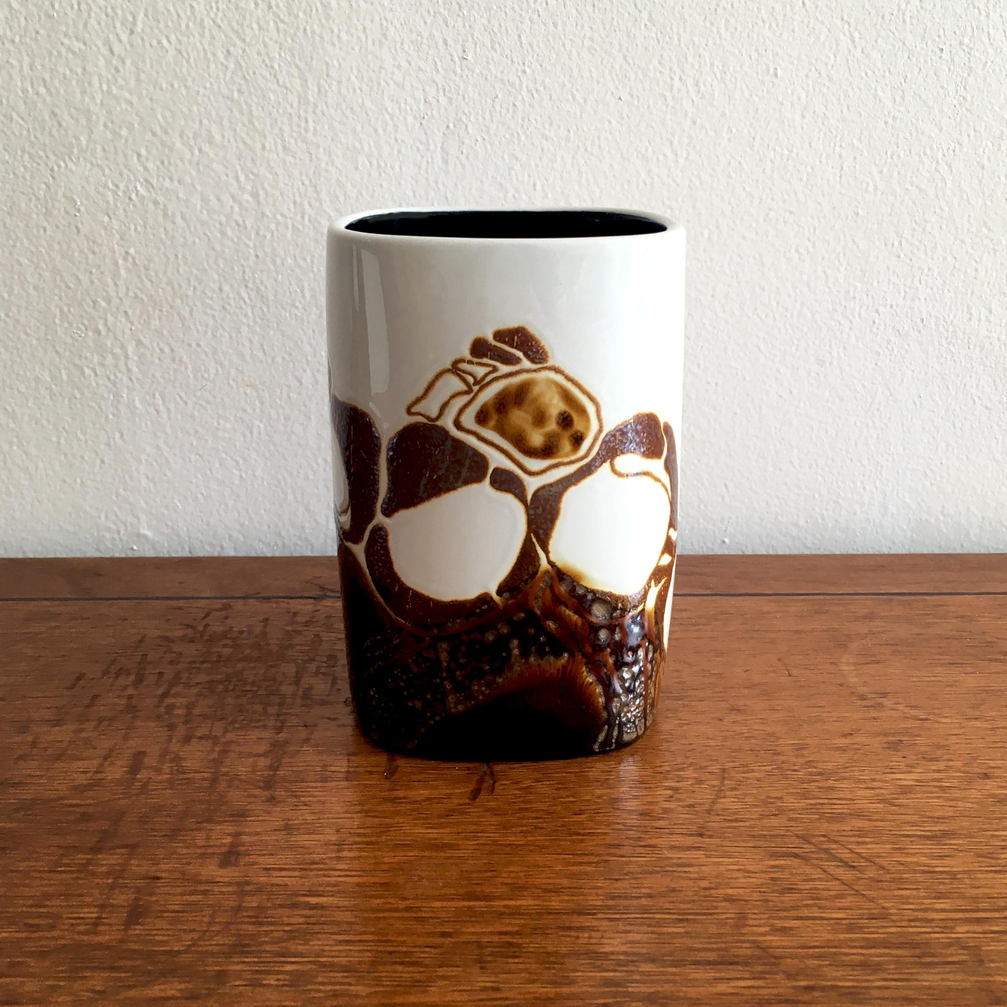Scandinavian Modern ceramic Vase by Ellen Malmer for Royal Copenhagen. A stunning vase with wonderful glaze design, the glaze design looks different at each angle. In good vintage condition, no chips, cracks or crazing.