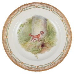 Antique Royal Copenhagen Fauna Danica dinner plate with a motif of a fox.