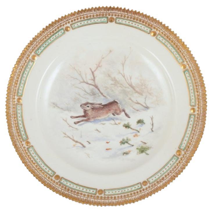 Royal Copenhagen Fauna Danica dinner plate with a motif of a hare. For Sale