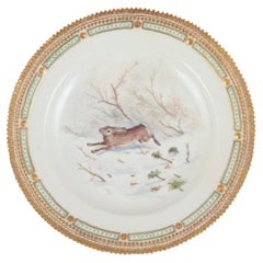 Antique Royal Copenhagen Fauna Danica dinner plate with a motif of a hare.