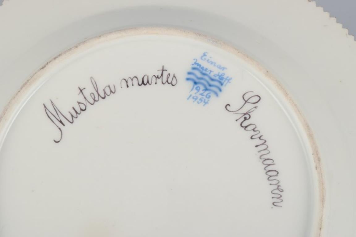 Porcelain Royal Copenhagen Fauna Danica dinner plate with a motif of a pine marten For Sale