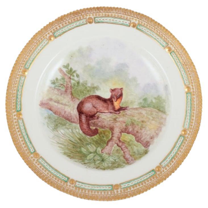 Royal Copenhagen Fauna Danica dinner plate with a motif of a pine marten For Sale