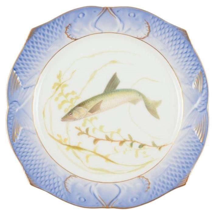 Royal Copenhagen Fauna Danica fish plate. Hand-painted fish motif. For Sale