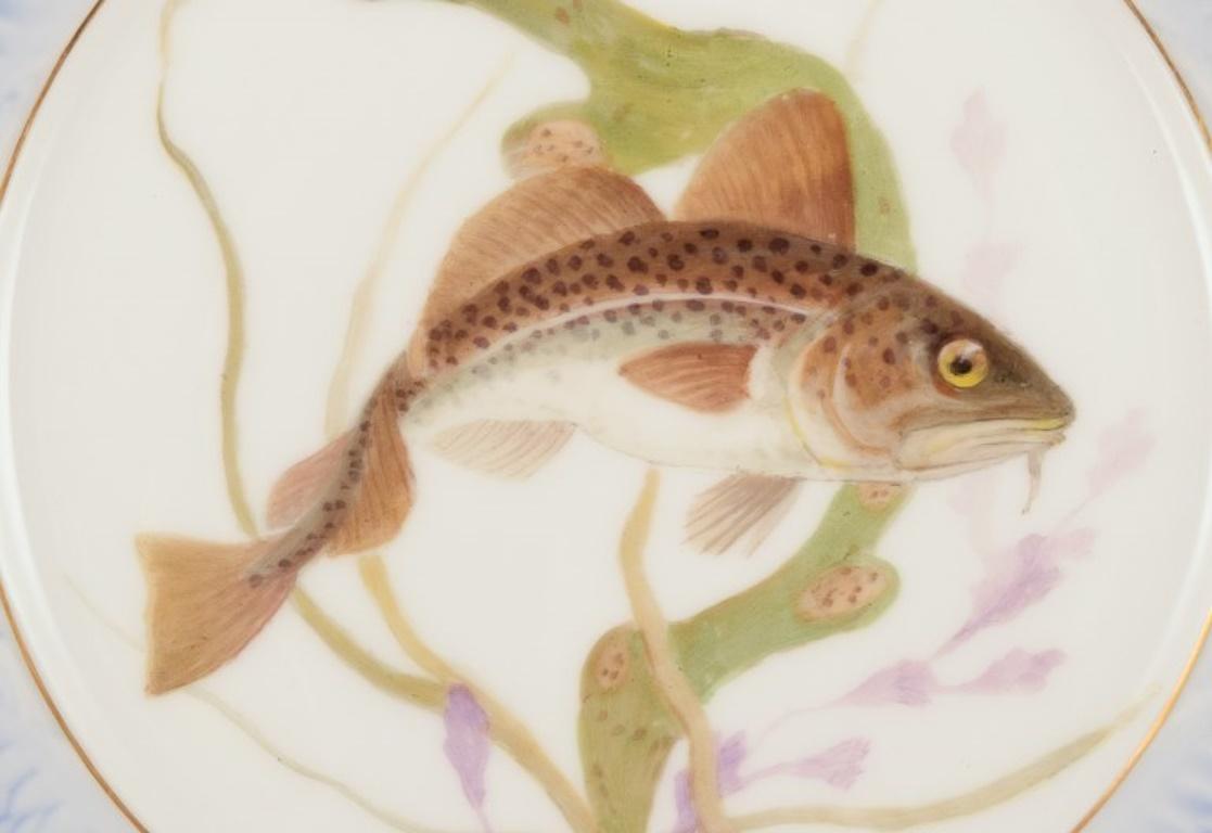 Danish Royal Copenhagen Fauna Danica fish plate in porcelain. For Sale