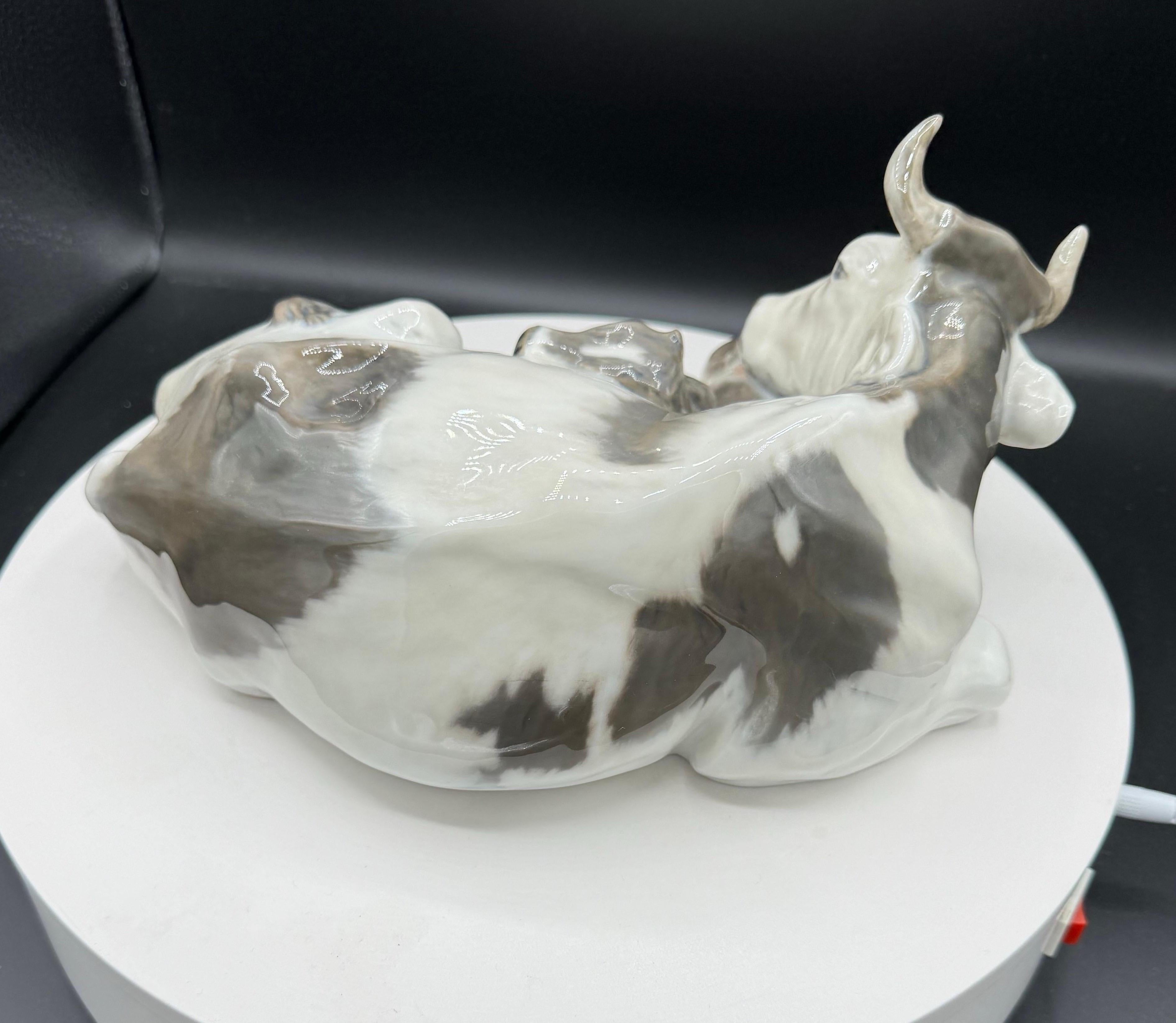 Danish Royal Copenhagen figure, Cow with Calf For Sale