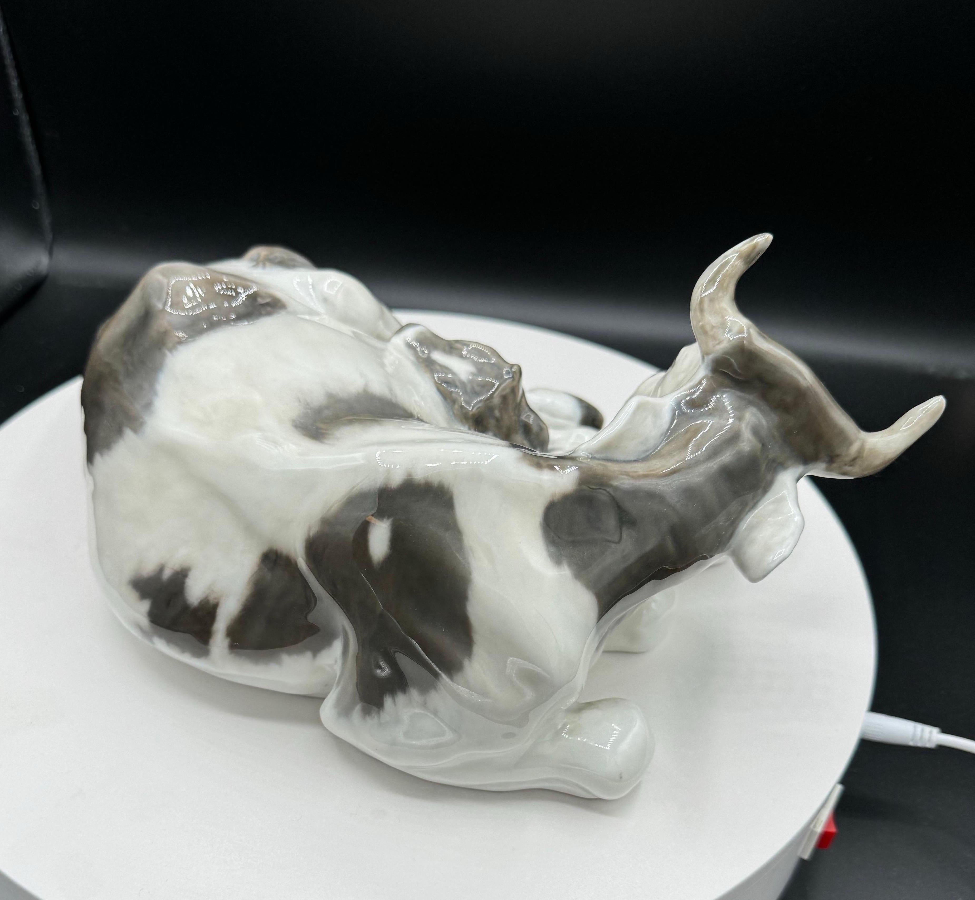 Porcelain Royal Copenhagen figure, Cow with Calf For Sale