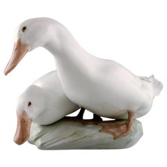 Royal Copenhagen, Figure Group of Porcelain, White Ducks, No. 412