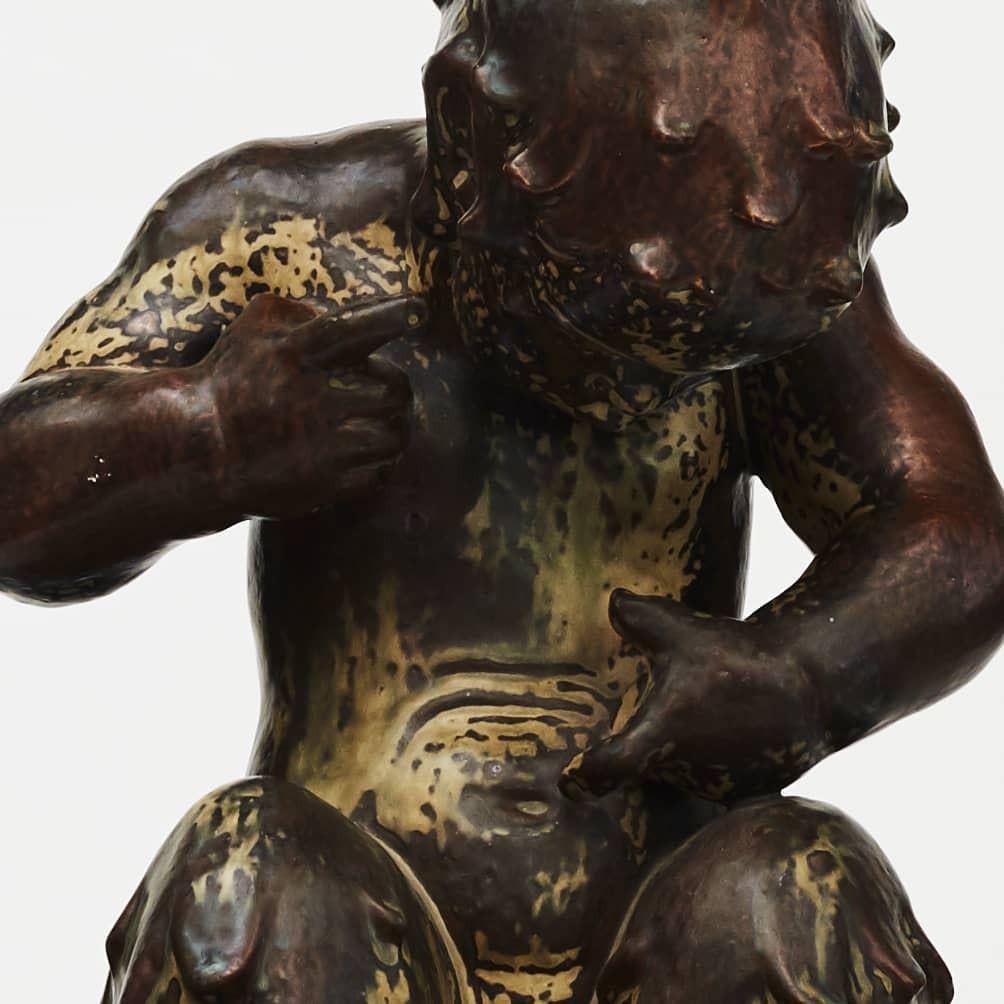 Glazed Royal Copenhagen Figurine by Knud Kyhn, Faun No 20230