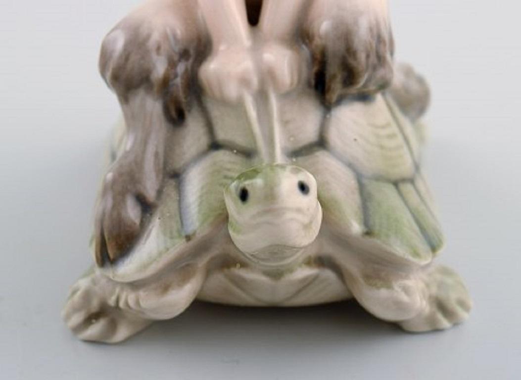 Danish Royal Copenhagen Figurine Faun 'Pan' on a Turtle, Design Christian Thomsen
