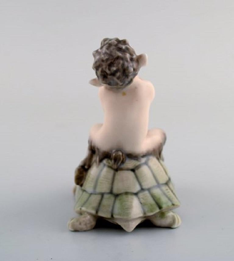 20th Century Royal Copenhagen Figurine Faun 'Pan' on a Turtle, Design Christian Thomsen