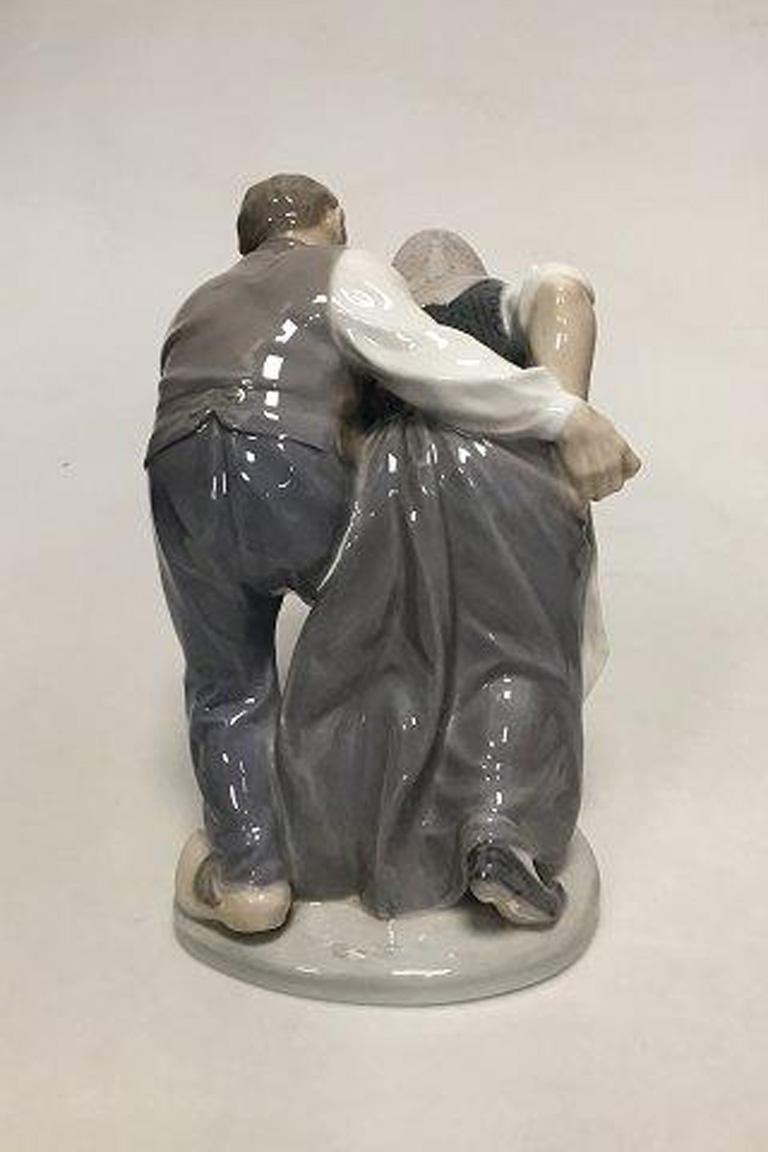 20th Century Royal Copenhagen Figurine of Dancing Farm Couple No 1326 For Sale