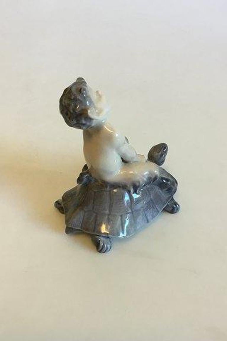 20th Century Royal Copenhagen Figurine of Faun on Turtle No 858 For Sale