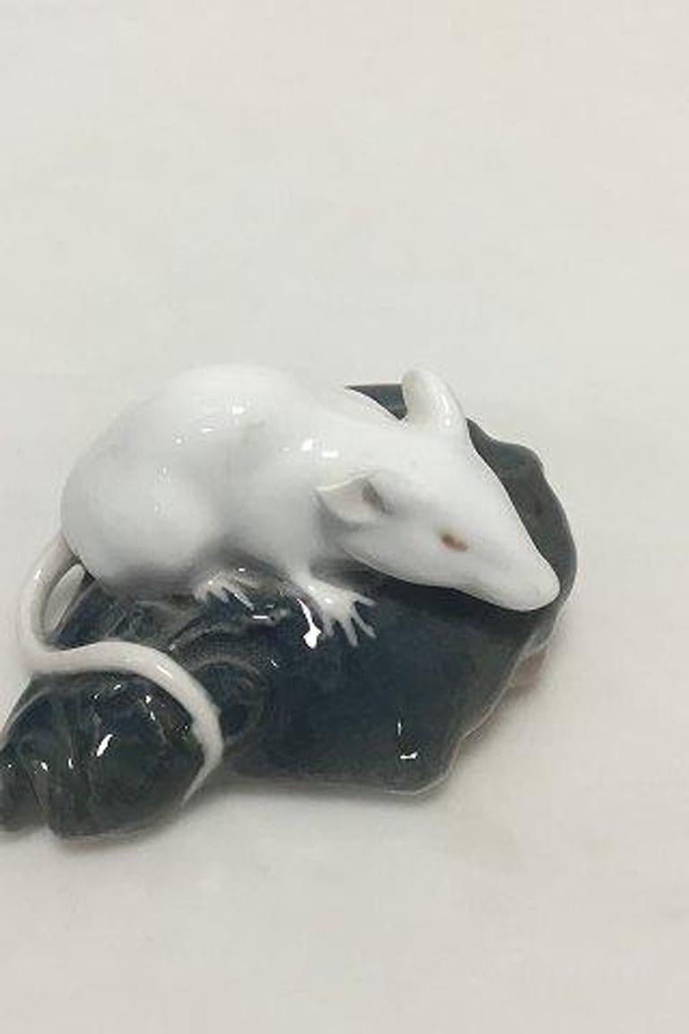 Porcelain Royal Copenhagen Figurine of White Mouse on the Head of a Plaice For Sale