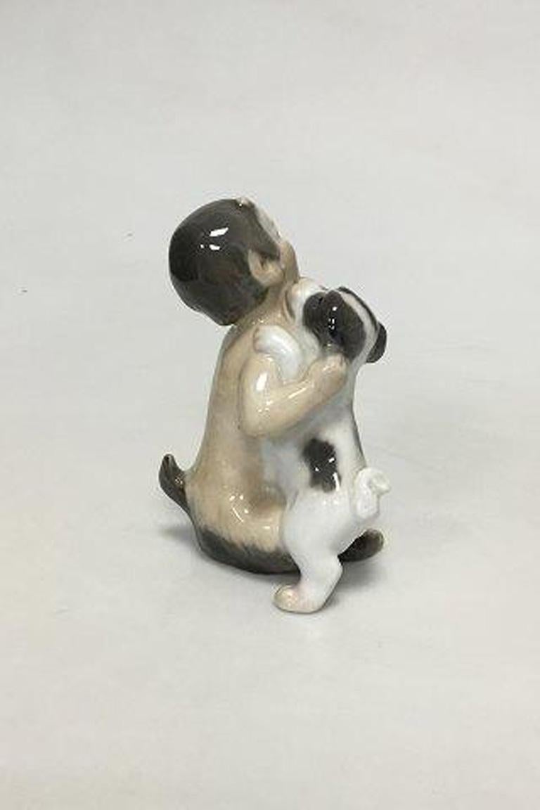 Porcelain Royal Copenhagen Figurine Og Faun with Dog No 2823 For Sale