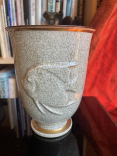 "Royal Copenhagen" fish vase.Craquelé glaze. Design Thorkild Olsen. 1940s.