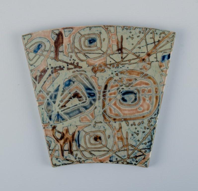Late 20th Century Royal Copenhagen, Five Baca Faience Tiles with Patterned Glaze, 1970s For Sale