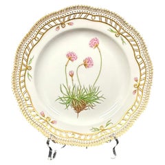 Royal Copenhagen Flora Danica 9" Plate, Armeria sibirica Turcz, Gilt Border