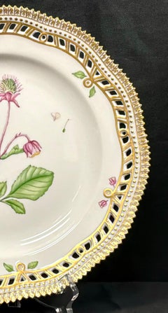 Royal Copenhagen Flora Danica 9" Plate, Geum rivale L, Gilt Border