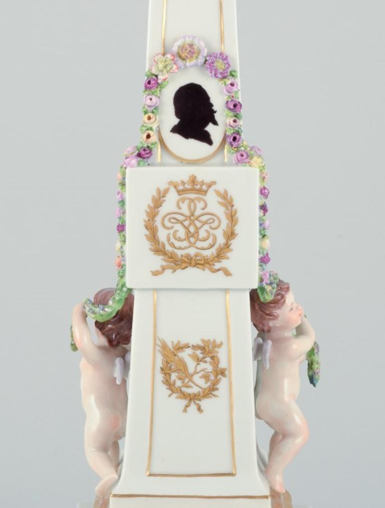 20th Century Royal Copenhagen, Flora Danica. Antique porcelain obelisk for table decoration. For Sale