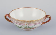 Royal Copenhagen Flora Danica bouillon cup with saucer. Hand-painted.
