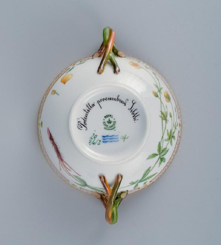 Royal Copenhagen Flora Danica Bouillon Cup with Saucer in Hand Painted Porcelain For Sale 1