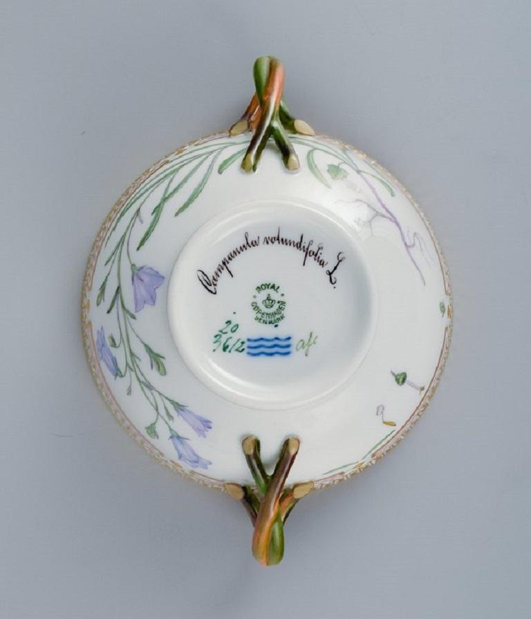 Danish Royal Copenhagen Flora Danica Bouillon Cup with Saucer in Hand Painted Porcelain