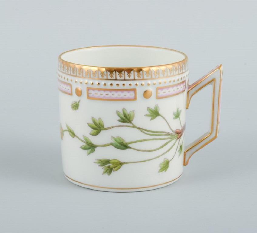 Hand-Painted Royal Copenhagen, Flora Danica Chocolate Cup with Matching Saucer